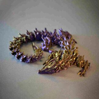 Bone Dragon articulated purple and gold coiled dragon figure
