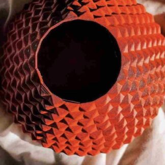 3D printed orange faceted spiky vase