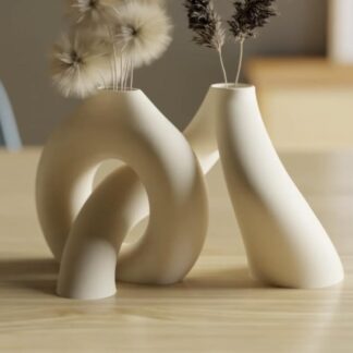 Interlocking Toroidal Vases V2 - 3D printed sculptural vase set, 3D Maker Co