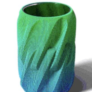 3D printed teal-green two-tone textured vase