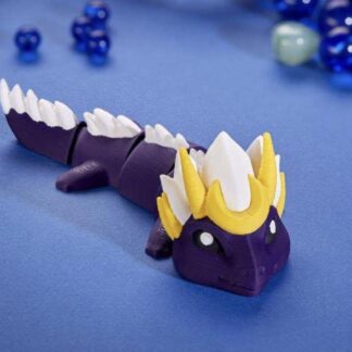 3D printed purple articulated moon dragon keychain figure