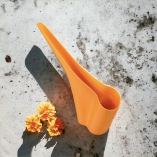 Pinch orange watering can with curved spout