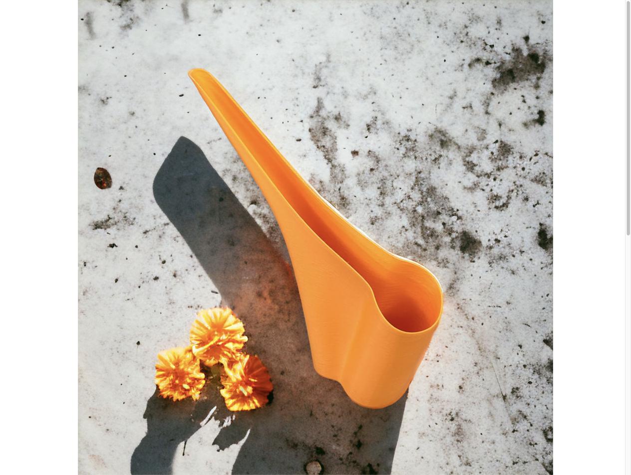 Pinch orange watering can with curved spout