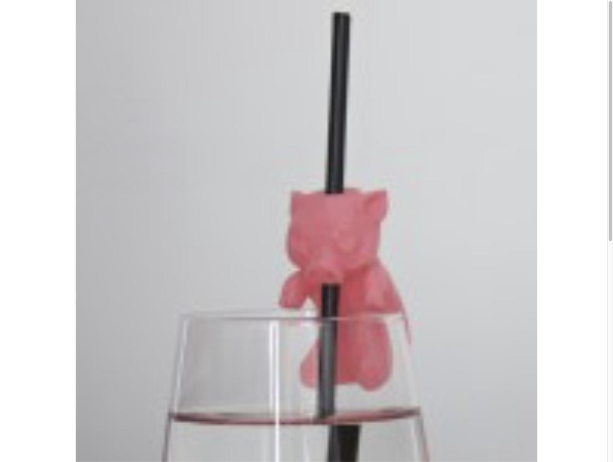 Strawbuddies Piggy Straw Charm - 3D printed drink straw charm, 3D Maker Co
