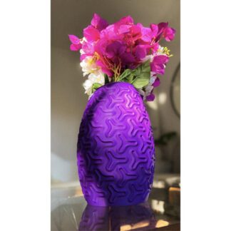 Tryfoil Flower Vase - geometric textured 3D printed vase by Slang