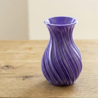 3D printed twisted swirl vase in purple