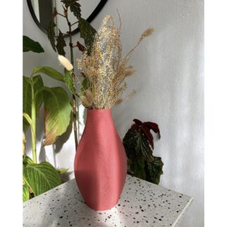 Vanina Flower Vase, terracotta ripple-texture vase with dried grasses